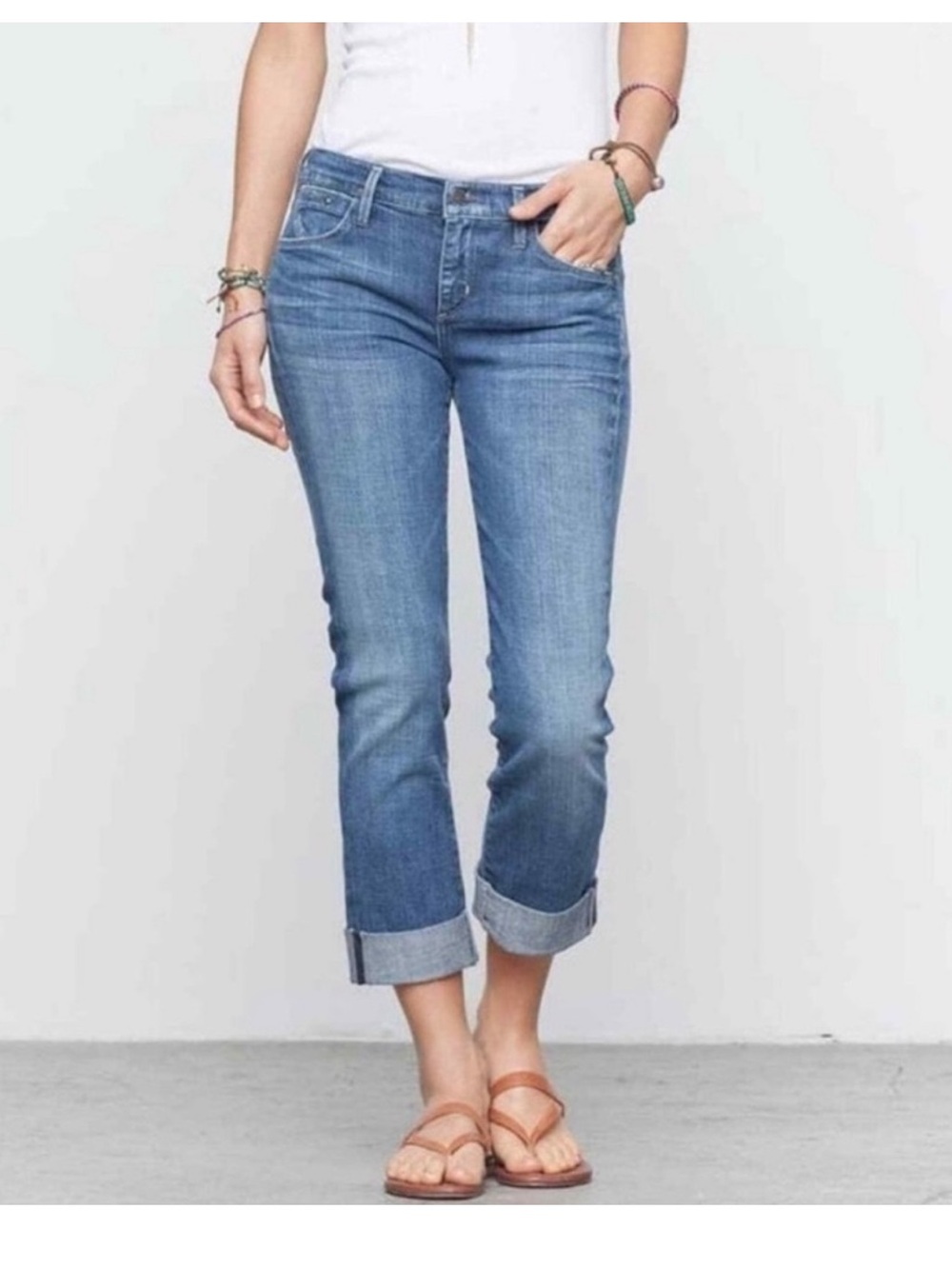 Citizens Of Humanity Dani Blue Cuffed Cropped Straight Leg Jeans